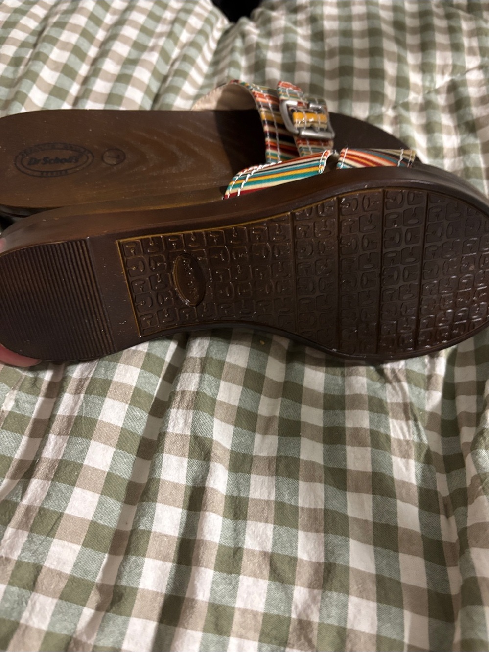 Dr. Scholl's Multicolor Striped Slide Sandals with Buckle - Picture 3 of 4